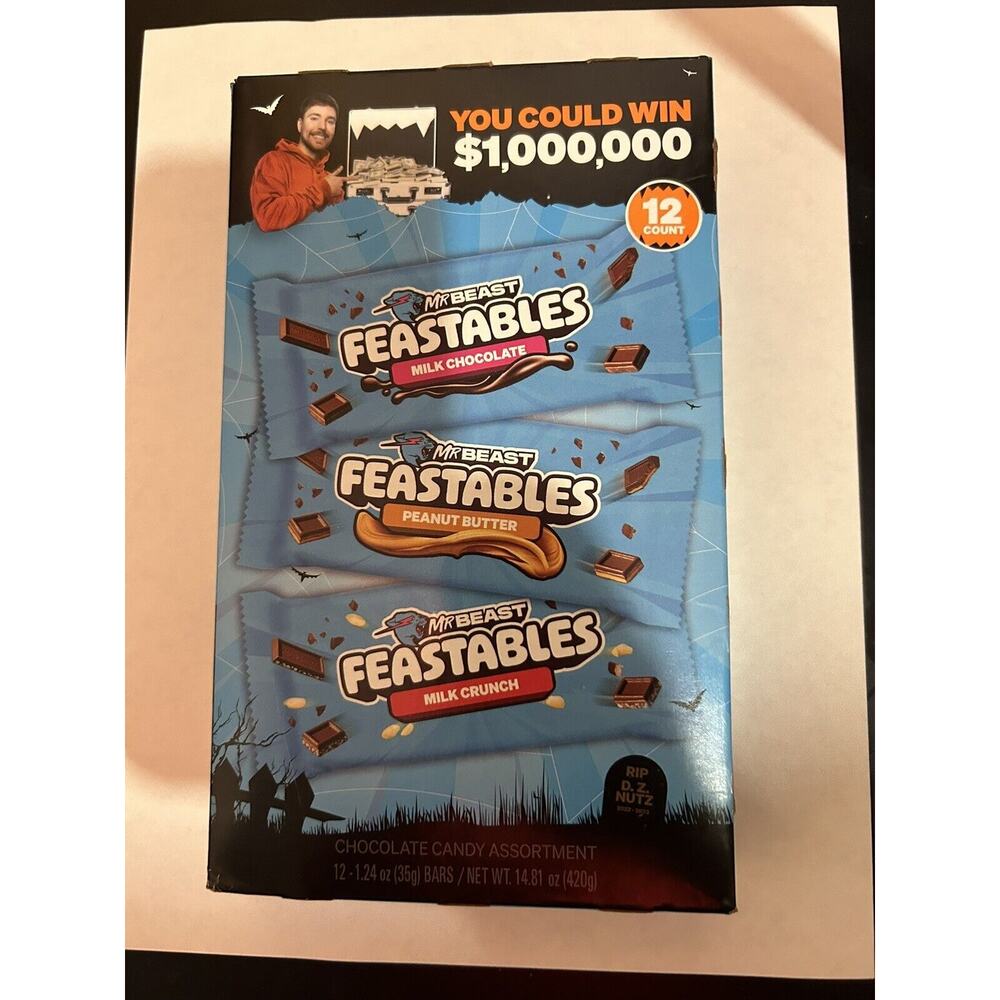 Mr. Beast Feastables 1.24oz 12ct Candy Bars Milk Chocolate Peanut Butter Crunch